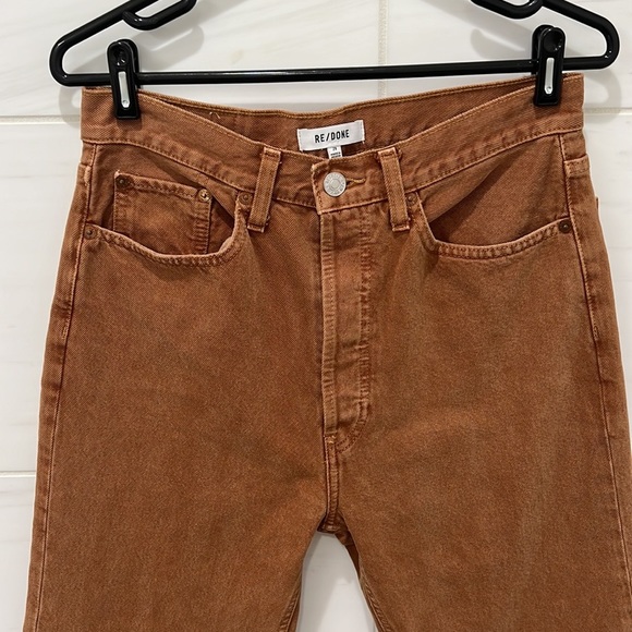 Re/Done Ultra High Rise StovePipe Straight Leg Jeans Denim Brown Tan size 29 - Picture 3 of 9